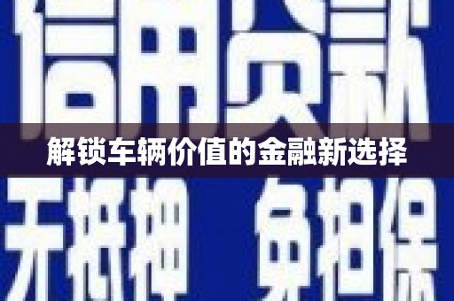 琼结解锁车辆价值的金融新选择