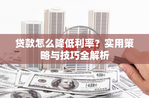 延津贷款怎么降低利率？实用策略与技巧全解析